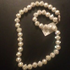Macy's white pearls with Swarovski crystal inlaid accents $400 original NWT